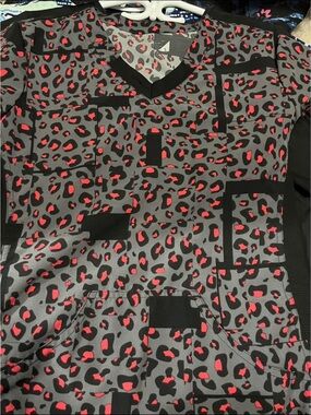 White Cross Black V-Neck Medical Scrub Top
